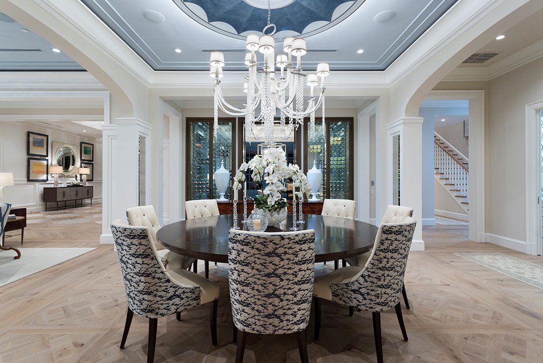 Contemporary Design Elegant Lakefront in Palm Beach Dining Room