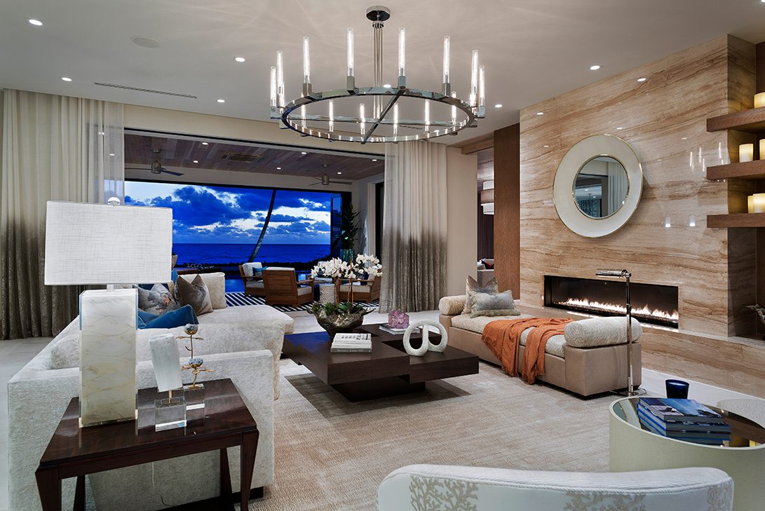 Marc-Michaels Ultra Modern Design Oceanfront Hillsboro Mile Estate Living Room