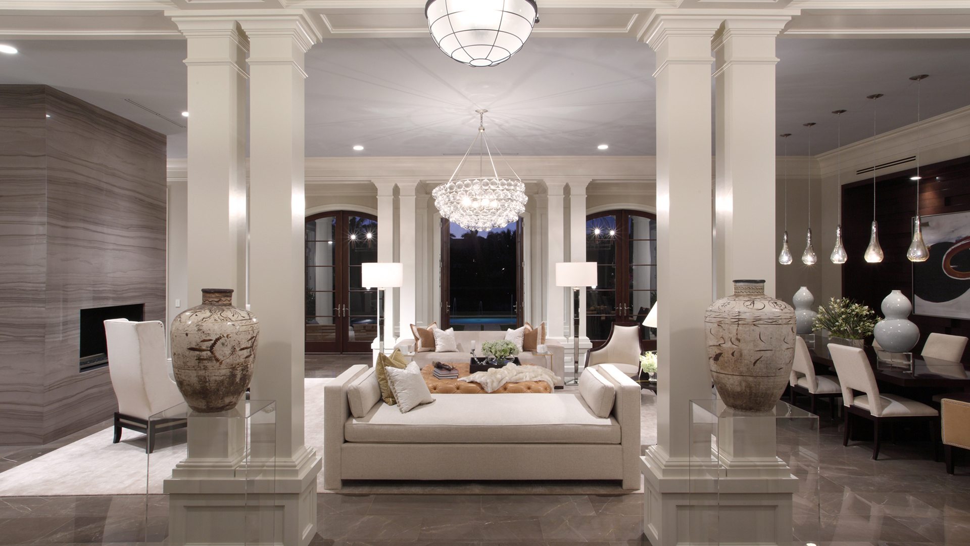 Marc-Michaels Sophisticated Transitional Design Feature Living Space