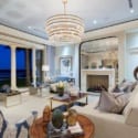 Luxury Living Room with Chandelier and Ocean View