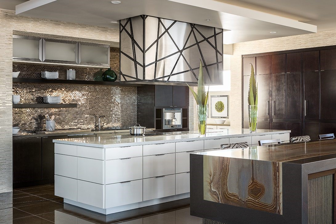 modern luxury kitchen with double island