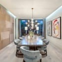 luxury modern dining room with smart bulb chandelier