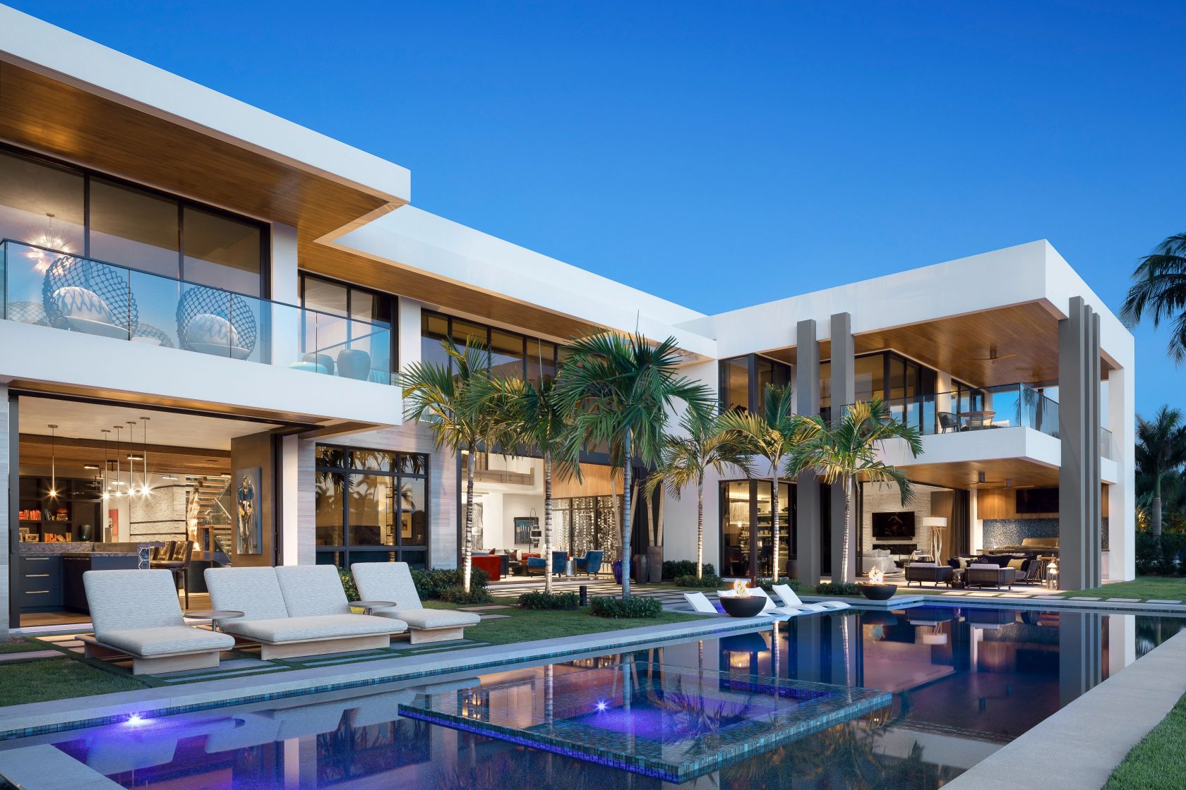 modern designed pool deck featured in Boca Raton house