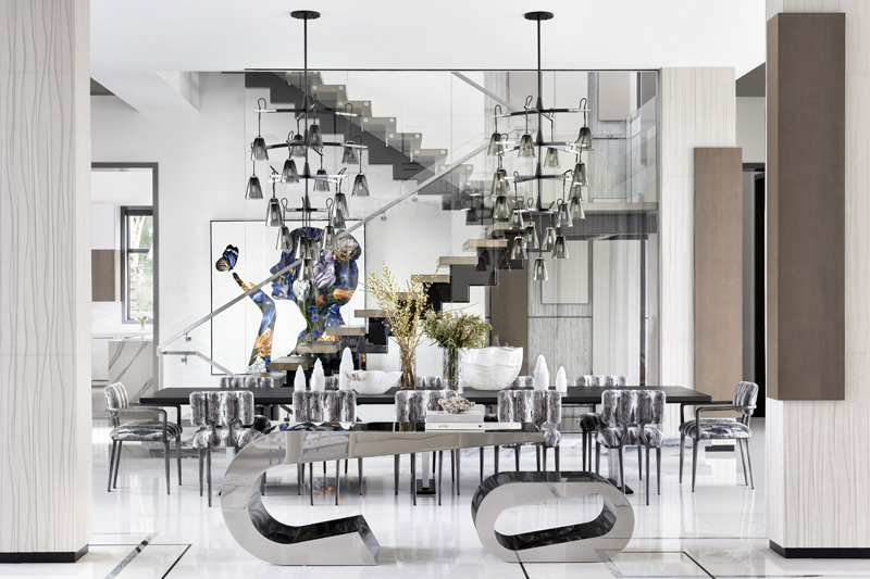 Luxury dining room in Manalapan, Florida designed by Marc-Michaels