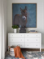 His name is Eddie 🫏 💙 #bunkbedroom #kidsroom #interiordesign #art #leftbankart #madegoods #bedroomdesign #luxurydesign #pinecreeksportingclub