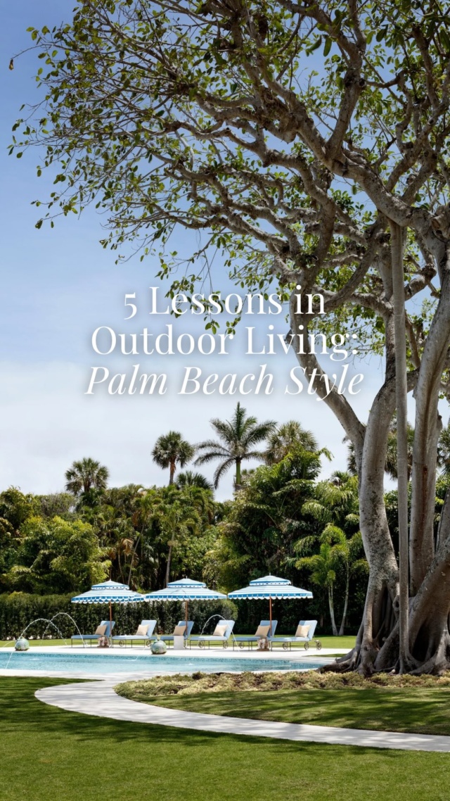 We’re known for creating outdoor spaces that feel as beautiful at 6pm cocktails as they do at 10am coffee.
 
A few design ideas from this Palm Beach oasis we always come back to:
 
1) Prioritize conversation-style seating
Not everything needs to face the pool. Create seating moments that actually encourage lingering.
2) Mix materials thoughtfully
Natural teak, stone, greenery, soft upholstery — the contrast keeps outdoor spaces feeling elevated instead of flat.
3) Keep the palette calm
A restrained palette lets texture, architecture, and landscaping do the talking.
4) Design for movement
The best outdoor spaces guide you naturally from lounging, to dining, to gathering.
5) Treat lighting as part of the design
Good outdoor lighting changes everything once the sun goes down. Outdoor living should feel just as layered, intentional, and inviting as the interiors themselves.
#OutdoorLiving #PalmBeachDesign #LuxuryInteriors